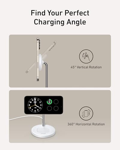 Anker MagSafe Compatible MagGo Charger Stand, iPhone 17 Wireless Charger, 2-in-1 Charging Station, Qi2 Certified 15W Fast Charging, for iPhone