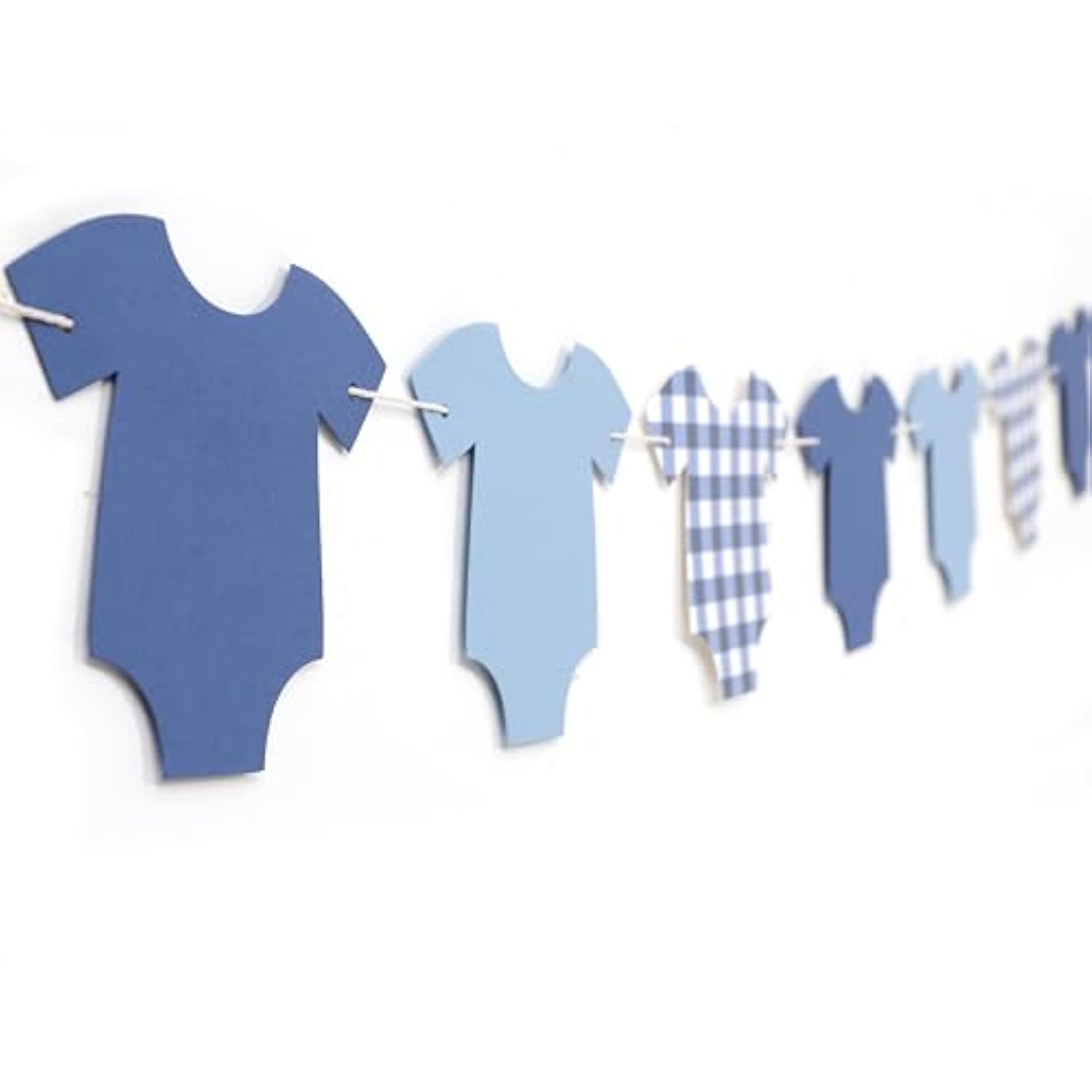 Blue Bodysuit Banner - Baby Shower Decoration Gingham Banner,Baby Bodysuit Gender Reveal Party(Navy)