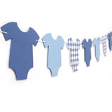 Blue Bodysuit Banner - Baby Shower Decoration Gingham Banner,Baby Bodysuit Gender Reveal Party(Navy)