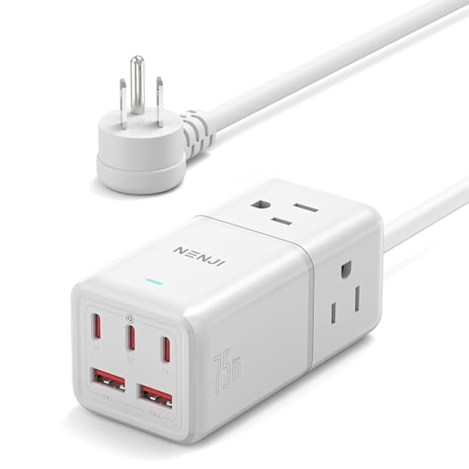 75W Gan Usb-C Super Fast Charging Station, 8-In-1 Power Strip With 5 Usb & 3 Ac Ports, Smart Charging, Fast Pd Charger For Iphone, Samsung, Ipad, Macbook – Desktop & Travel-Friendly – White
