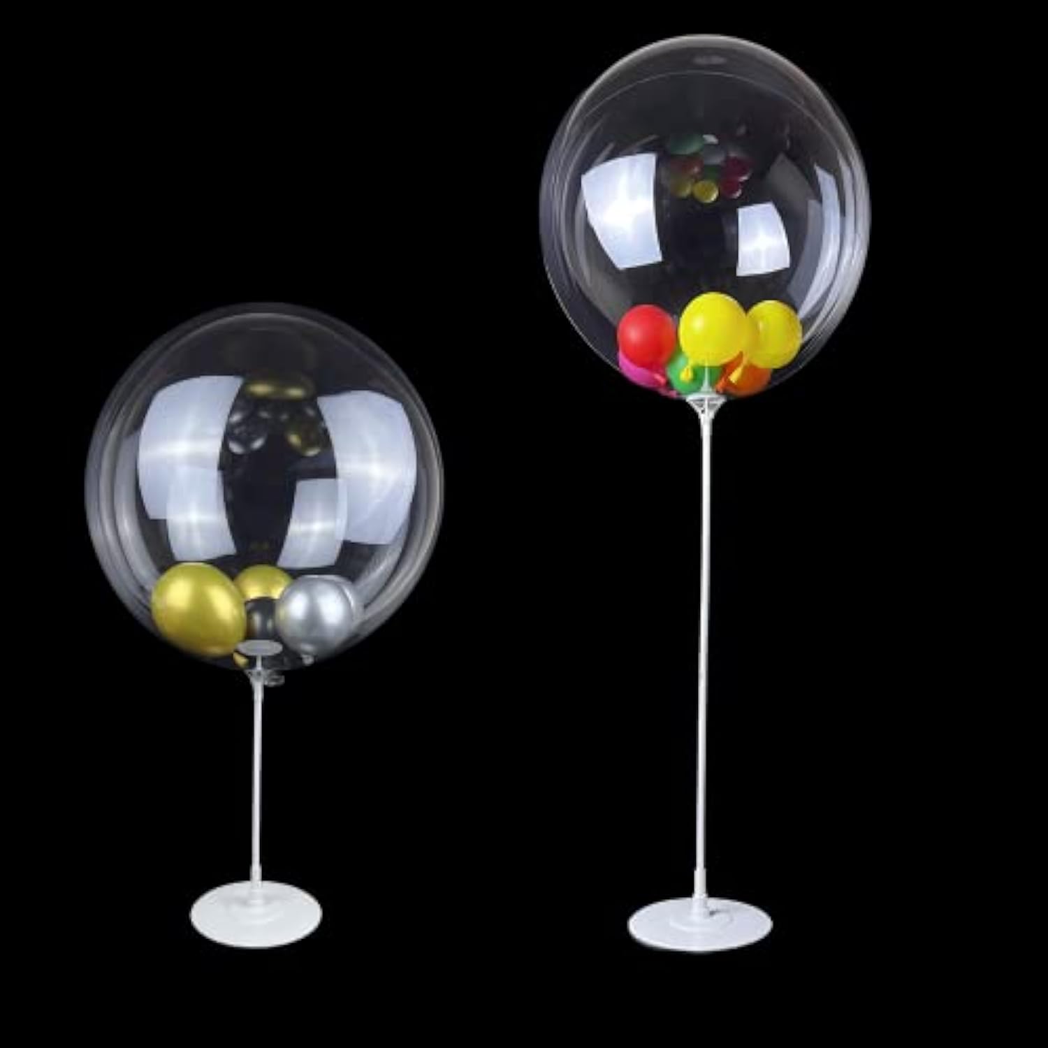 Balloon Sticks Stands With Cups - 6 Sets 28" Tall Balloon Column Stands Kits With Base For Table Top / Floor Centerpiece Holder Sticks For Parties Decoration