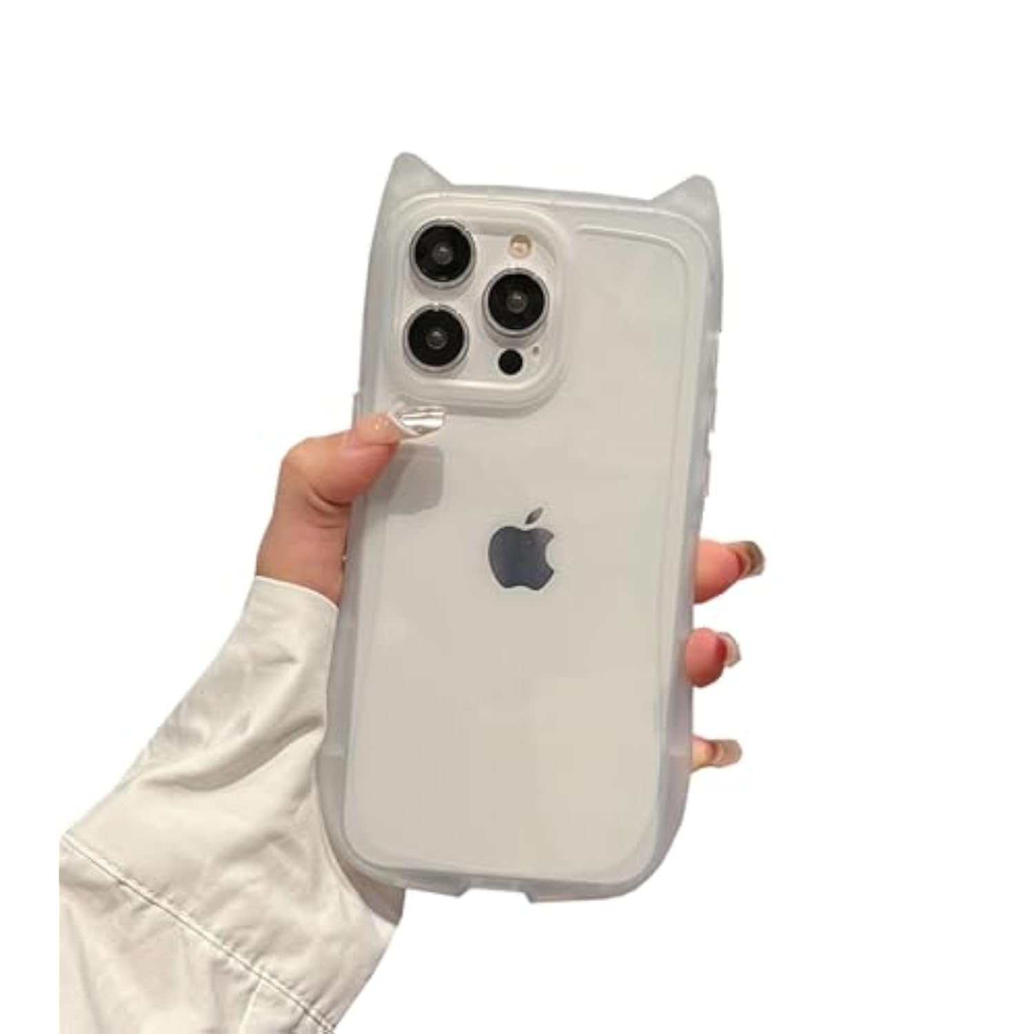 Clear 3D Cat Ears Phone Case for iPhone 16 - Kawaii Design, Soft TPU, Shockproof, Transparent, Flexible, Cute, Women, Girls