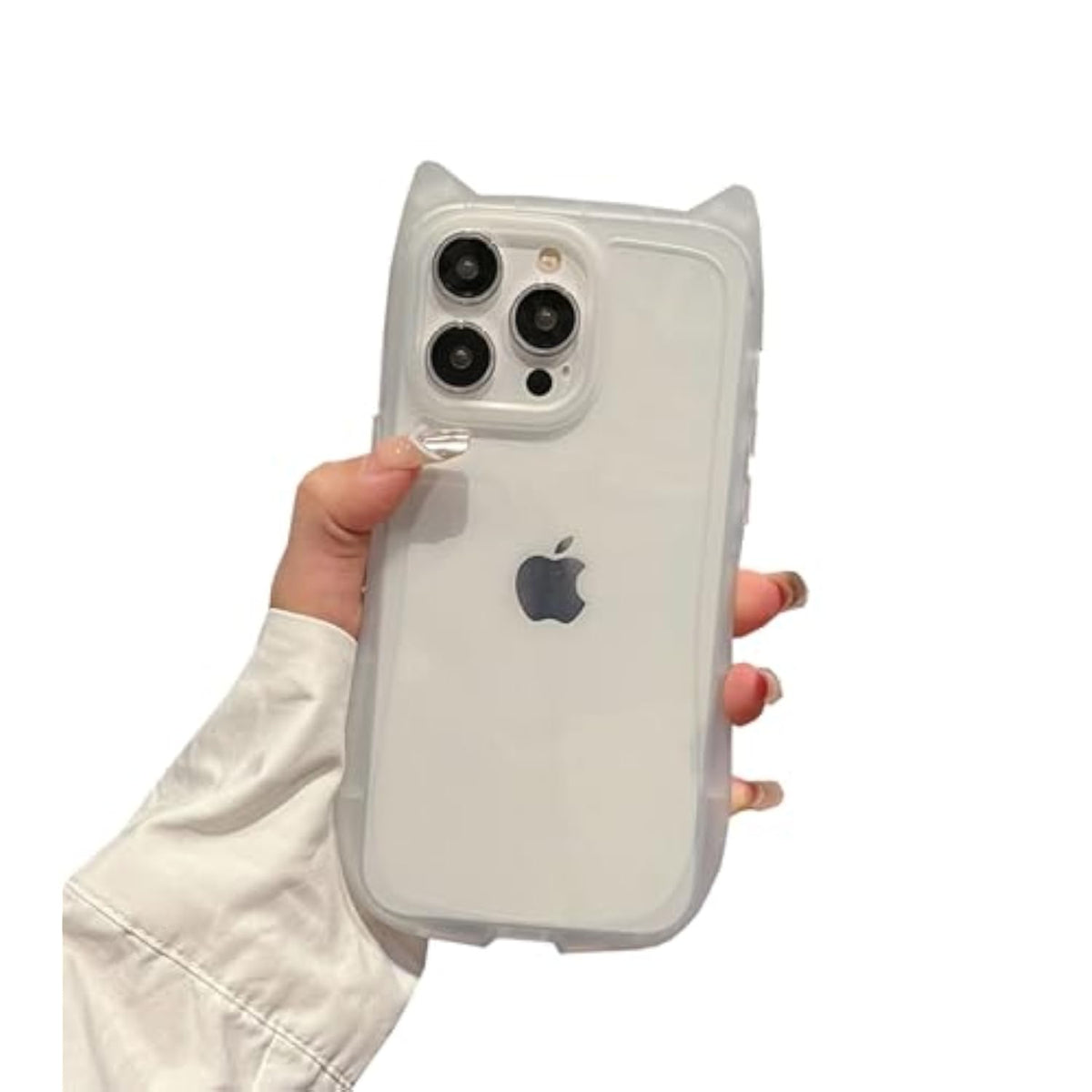 Clear 3D Cat Ears Phone Case for iPhone 16 - Kawaii Design, Soft TPU, Shockproof, Transparent, Flexible, Cute, Women, Girls