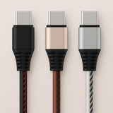 Leather Fast Charging Phone Usb-A To Usb-C Cable Stylish Usb Phone Charger For 3.3Ft Data Sync Cord For Smartphones (Brown)