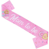 Pink Donut "Mom To Be" Sash "Sprinkled With Love" Baby Shower Decorations for Girls