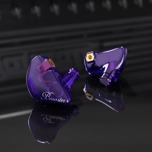 Triple Driver in Ear Monitors Bmaster in-Ear Headphones with Silver-Plated MMCX Cable Ideal Earphones for Musicians Sound Engineers and DJs (Violet)