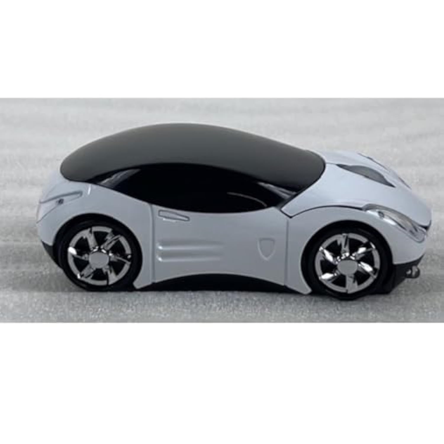 Computer Wireless Mouse Futuristic Car Shape Optical Mice USB 2.4Ghz 2 Button for PC Laptop (White)