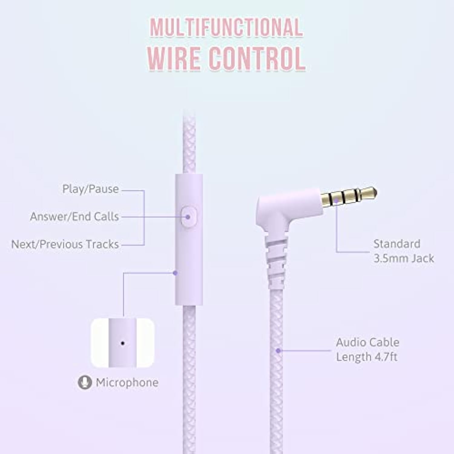 L22 Wired Headphones For Kids Girls Boys Women With Microphone, Foldable Stere