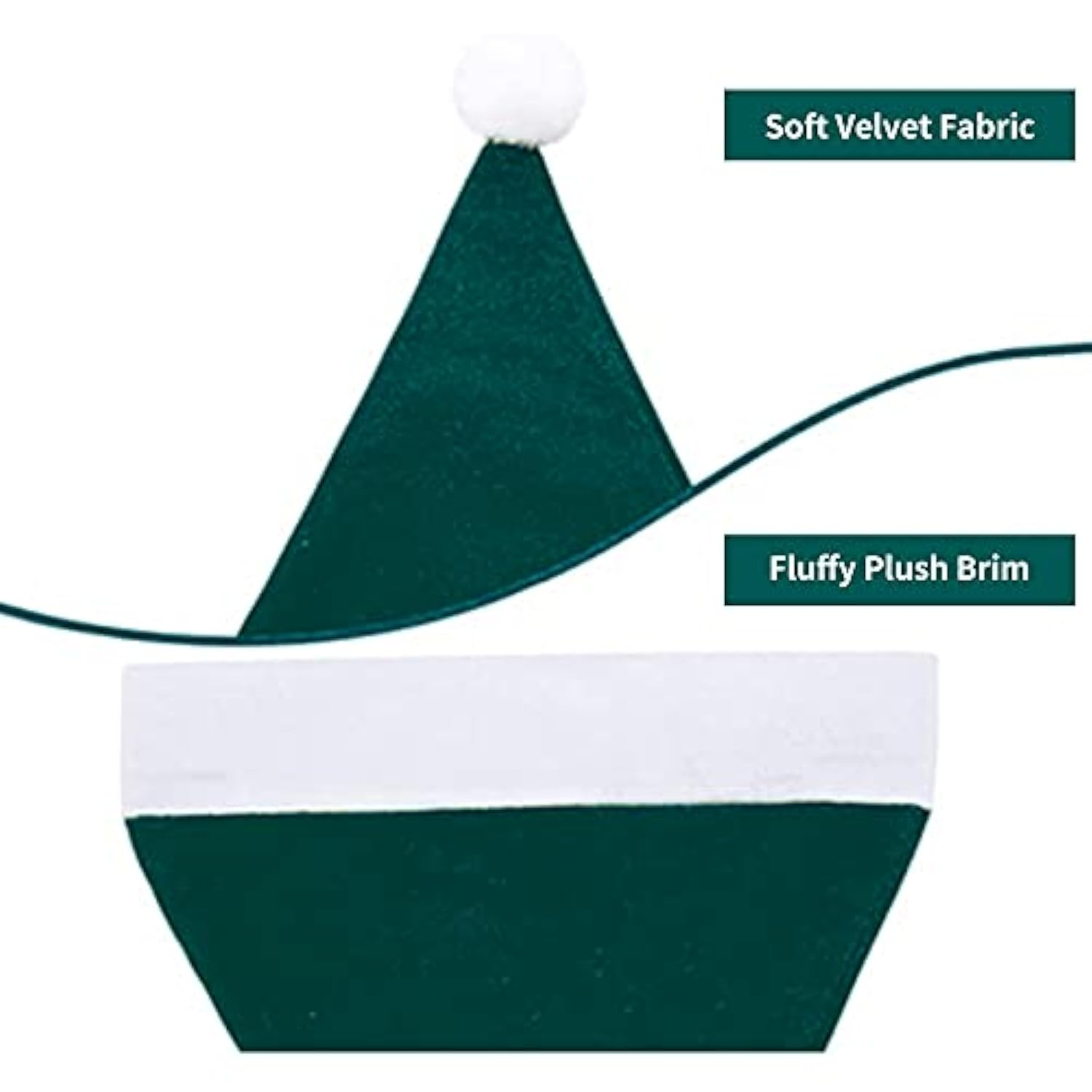 Santa Hat, Santa Hats For Adults, Unisex Velvet Comfort Green Christmas Hat Hats Extra Thicken Classic Plush For Christmas New Year Festive Holiday Party Supplies