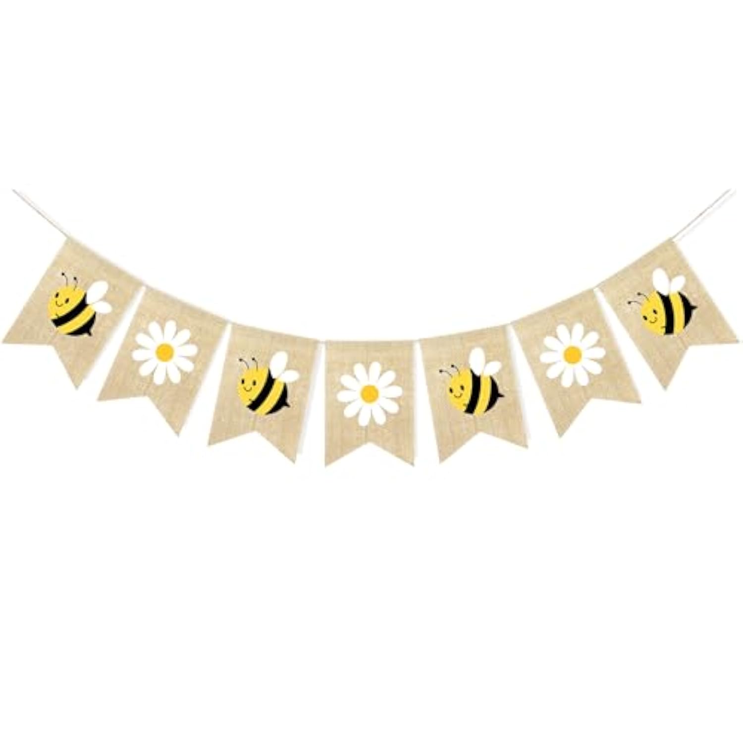 Bumble Bee Burlap Banner – Daisy Bunting Happy Bee Day Party Décor