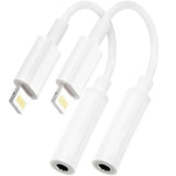 2 Pack Lightning To 3.5 Mm Headphone Jack Adapter For Iphone,[Apple Mfi Certified] Headphone Jack Adapter Cord Dongle Aux Cable Converter With Iphone 14/13/12/11/X/Xr/Xs/8/7
