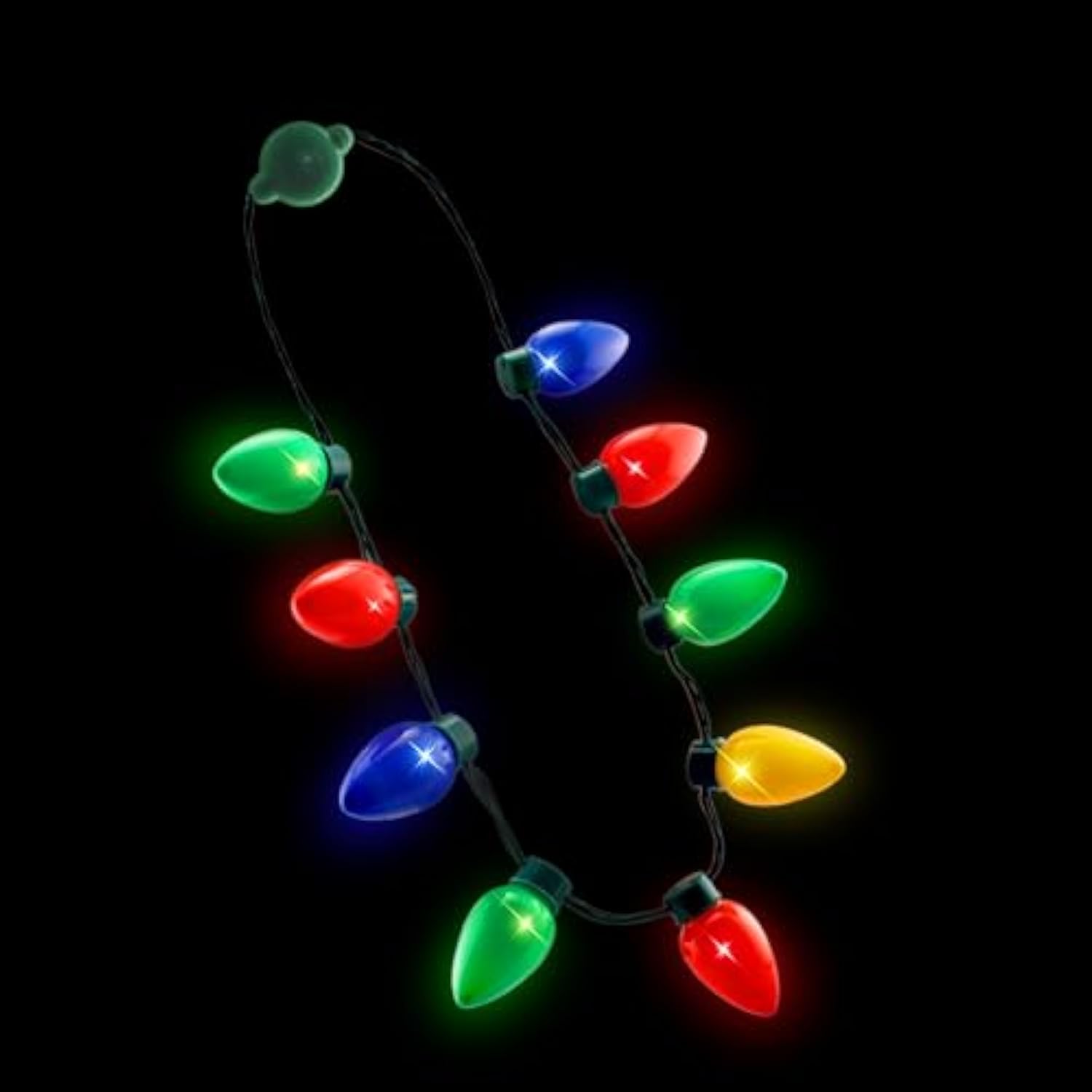 Windy City Novelties LED Light Up Christmas Bulb Necklace with 6 Dynamic Light Modes – Flashing Holiday Accessory for Parties, Parades & Festive Events