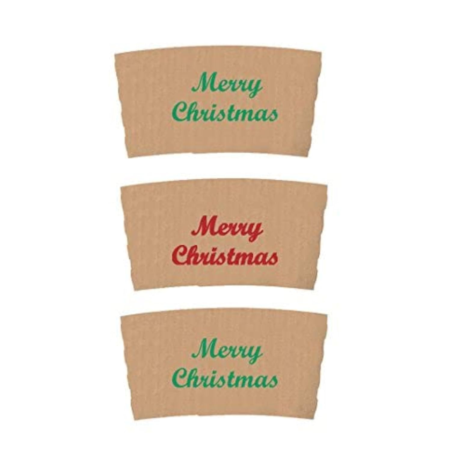 Christmas Coffee Cup Sleeves 50 Count Hot Chocolate Cocoa Paper Cup Sleeves, Coffee Cup Sleeves With Merry Christmas Print In Red And Green.