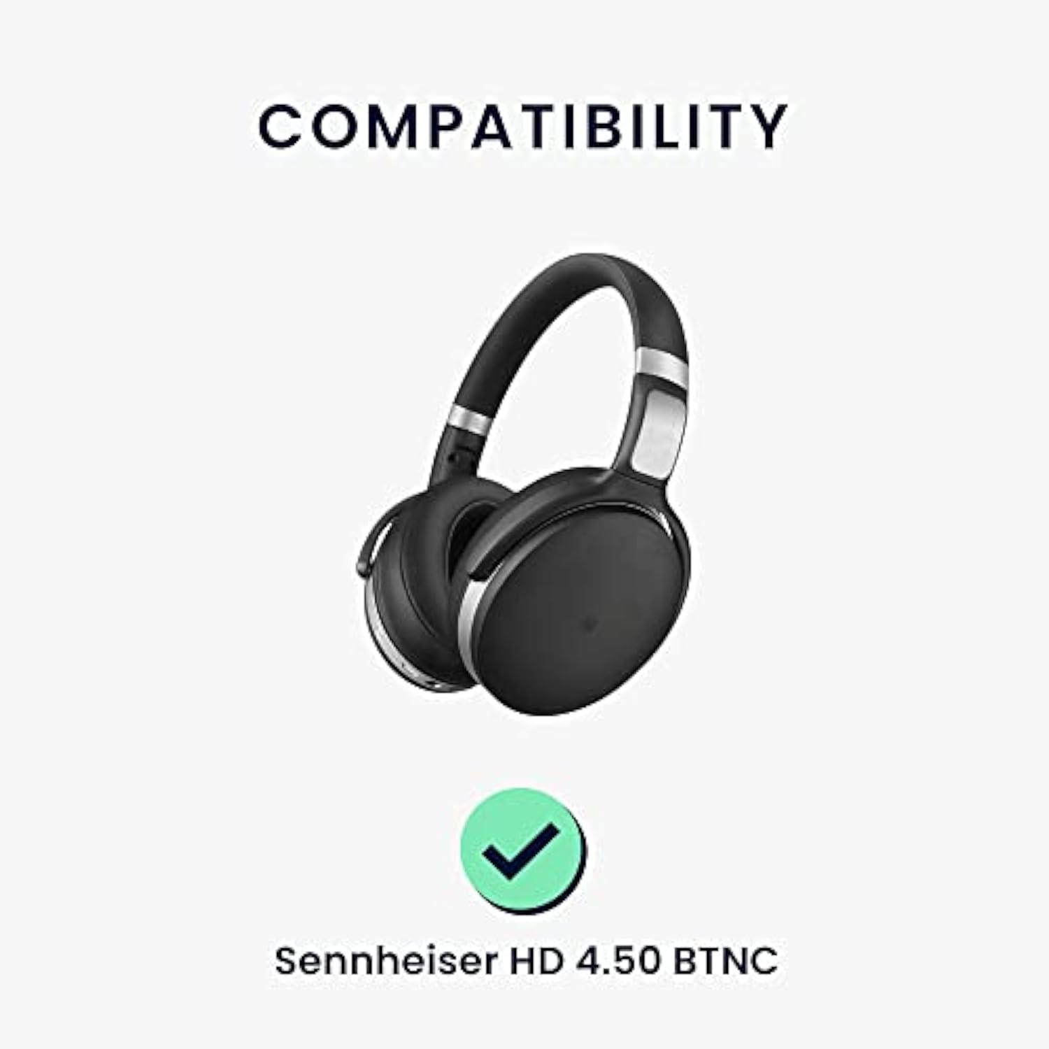 kwmobile Ear Pads Compatible with Sennheiser HD 4.50 BTNC Earpads - 2X Replacement for Headphones - Black