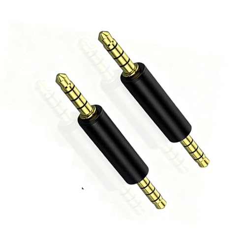 4-Pole 3.5mm Male to Male Audio Jack Adapter, 3.5mm Headphone Jack Converter for Car Stereo, Gaming Headset, TV and PC, Headphone Cable 2 Pack