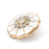 20 Pcs Flower Shape White Enamel Petals With Rhinestones Metal Sewing