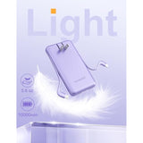 Ultra Slim 10000Mah Power Bank Built-In Cables And Foldable Ac Wall Plug, Pocket Size Usb C Portable Charger, External Battery Pack Compatible With Iphone Samsung Ipad Etc, Purple