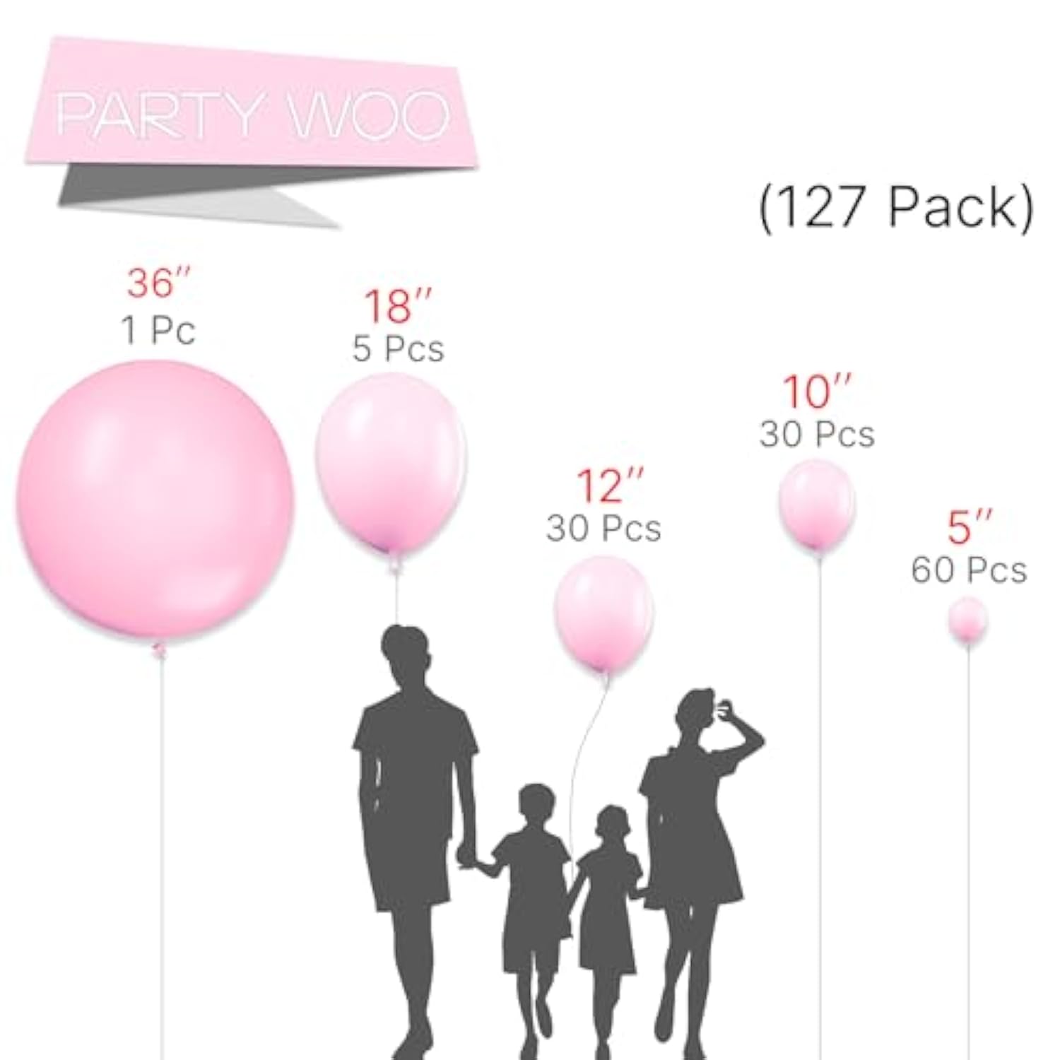 127-Pc Light Pink Balloon Arch Kit 36/18/12/10/5" Pastel Decor
