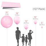127-Pc Light Pink Balloon Arch Kit 36/18/12/10/5" Pastel Decor