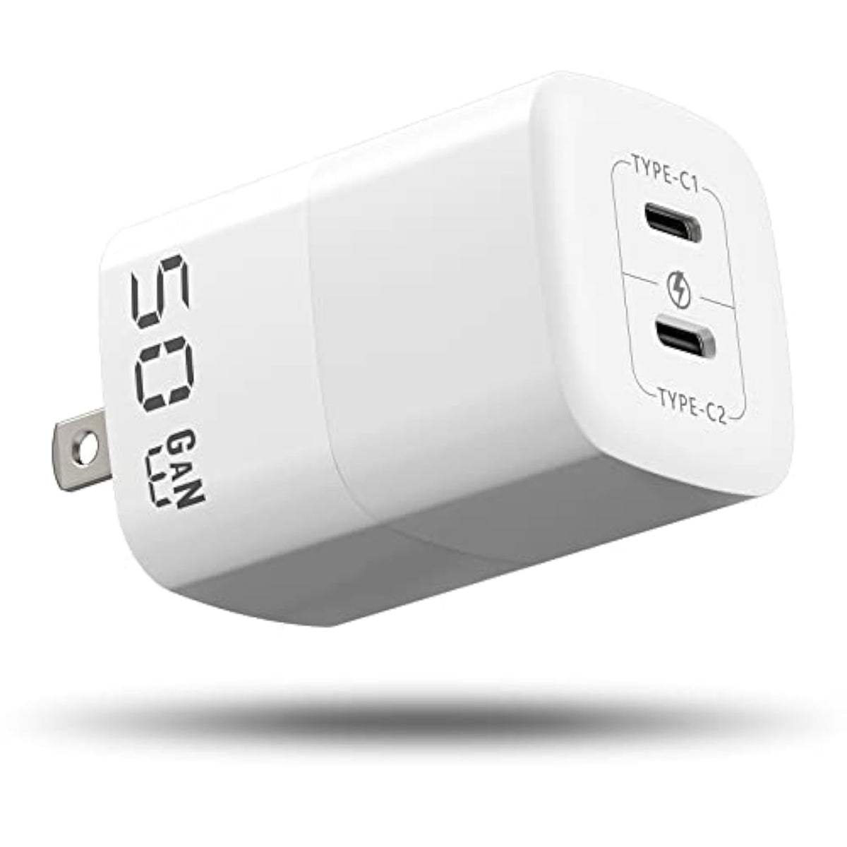50W Usb C Wall Charger, 2-Port Gan Iii Type C Charger, Pps 48W Fast Charging Block For Iphone 16/16 Plus/16 Pro/16 Pro Max/15/14/13/12/11, Galaxy, Pixel, Ipad/Ipad Mini And Laptops(Cable Not Included)