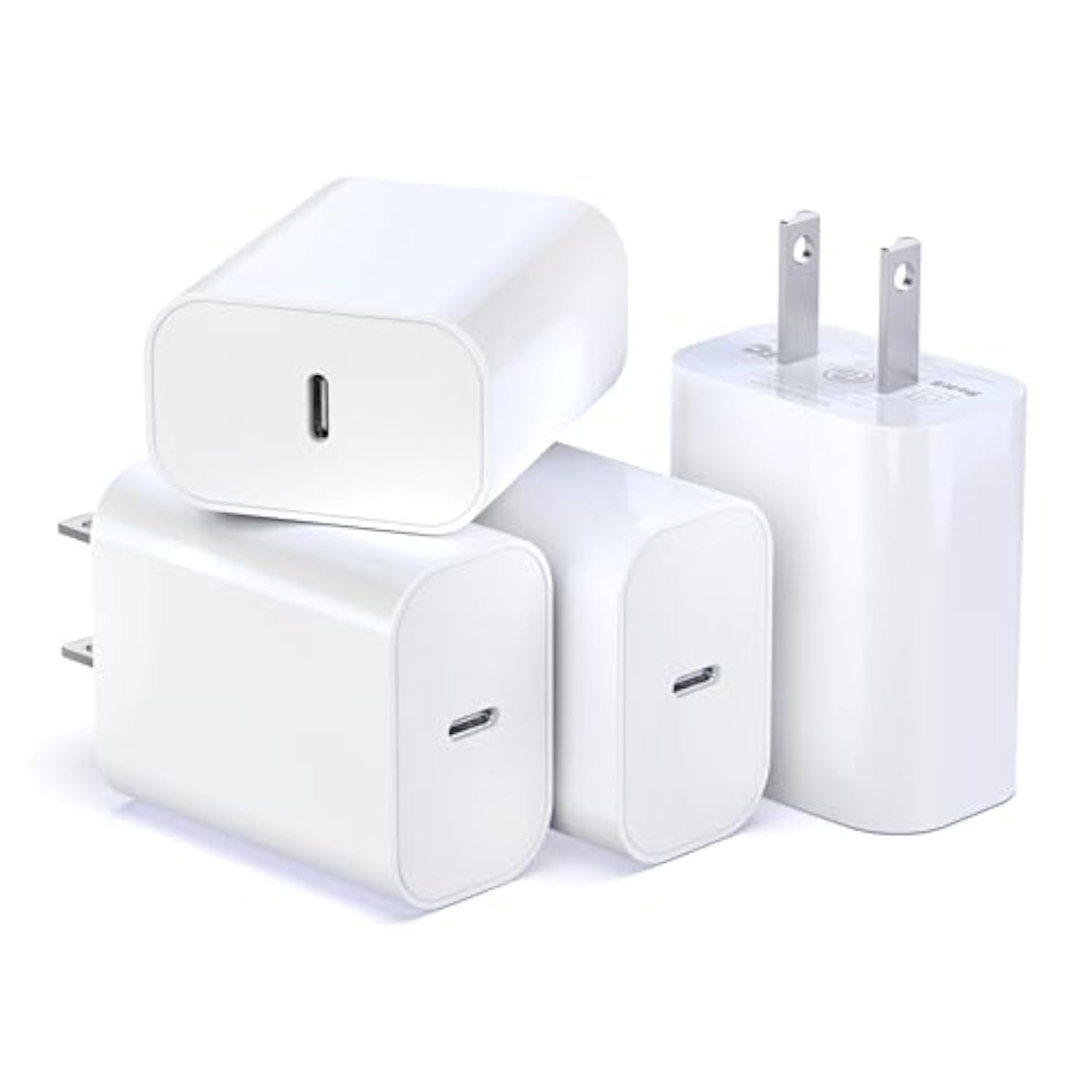 Usb C Block, For Iphone Charger Block, 20W Power Wall Type C Adapter, Fast Type C Charging Plug For Iphone 16, 16 Plus,15, 15 Pro Max,14,13,12,11, X, Galaxy S25, S24, S23, S22, S21 (4Pack)