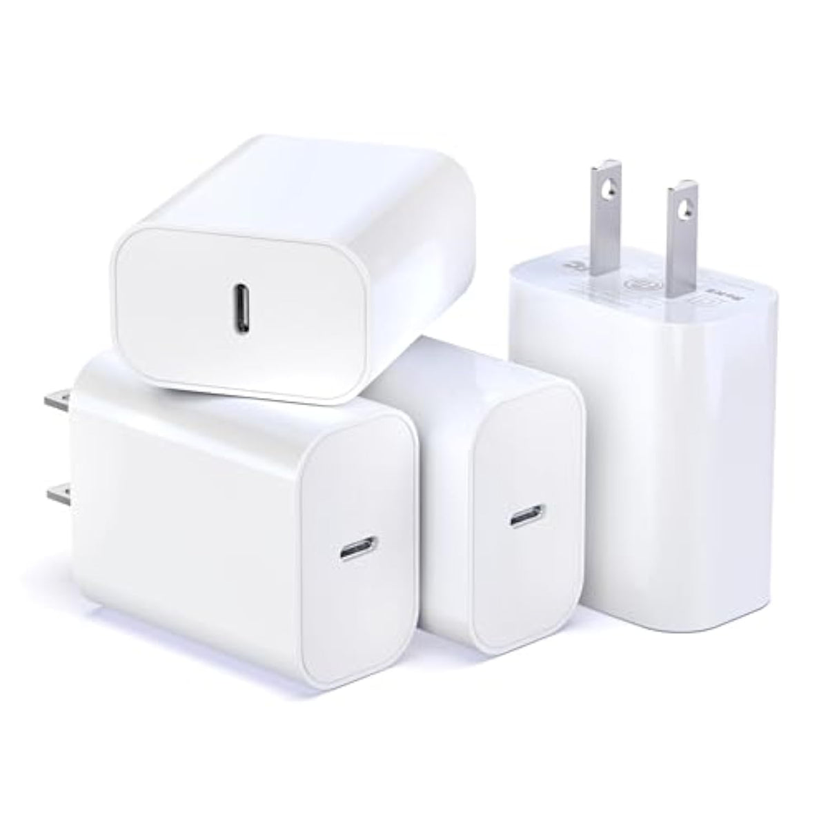 Usb C Block, For Iphone Charger Block, 20W Power Wall Type C Adapter, Fast Type C Charging Plug For Iphone 16, 16 Plus,15, 15 Pro Max,14,13,12,11, X, Galaxy S25, S24, S23, S22, S21 (4Pack)