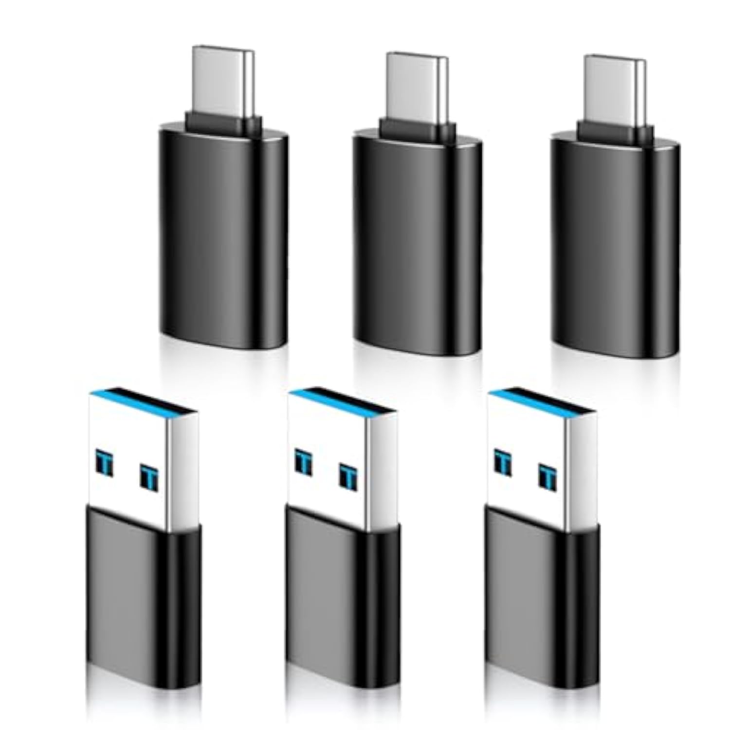 Usb To Usb C Adapter 6 Pack,?3*Type C Female To A Male Charger Converter?&?3*Usb C Male To Usb Female? For Macbook Pro/Air, Iphone 16 15 Pro Max/15 Plus/14 13 12 Samsung Galaxy S24/S23/S22/S21 Black