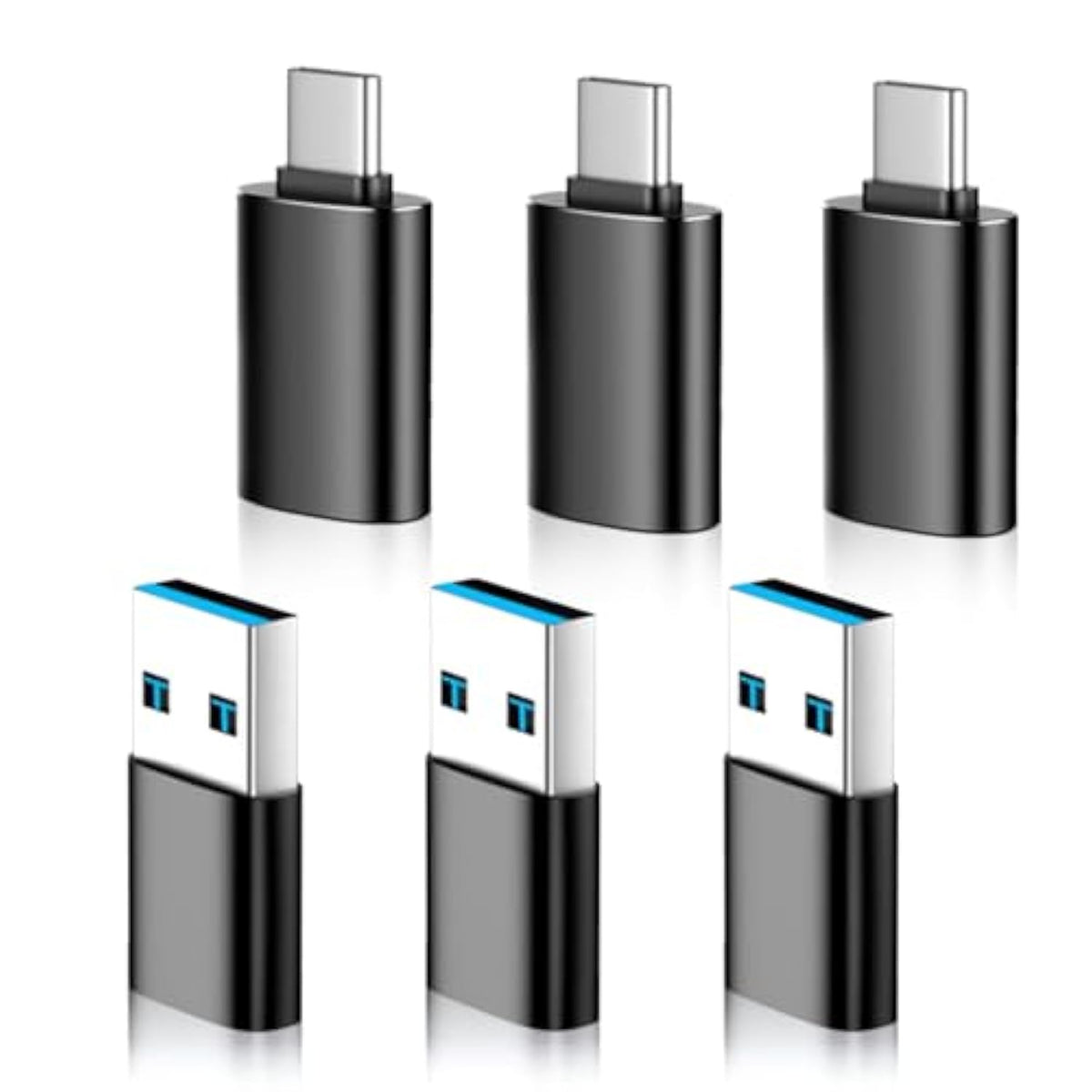 Usb To Usb C Adapter 6 Pack,?3*Type C Female To A Male Charger Converter?&?3*Usb C Male To Usb Female? For Macbook Pro/Air, Iphone 16 15 Pro Max/15 Plus/14 13 12 Samsung Galaxy S24/S23/S22/S21 Black
