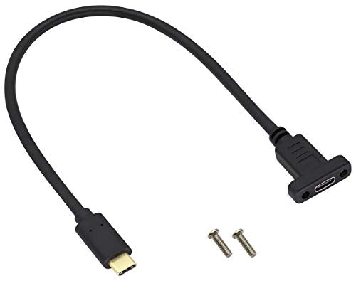 USB Type C 3.1Panel Mount Adapter Cable USB-C 3.1 Gen2 10Gbps Male to USB C Female Panel Mount Screw Cable,Supports Charging,Data,Audio,Video Cable