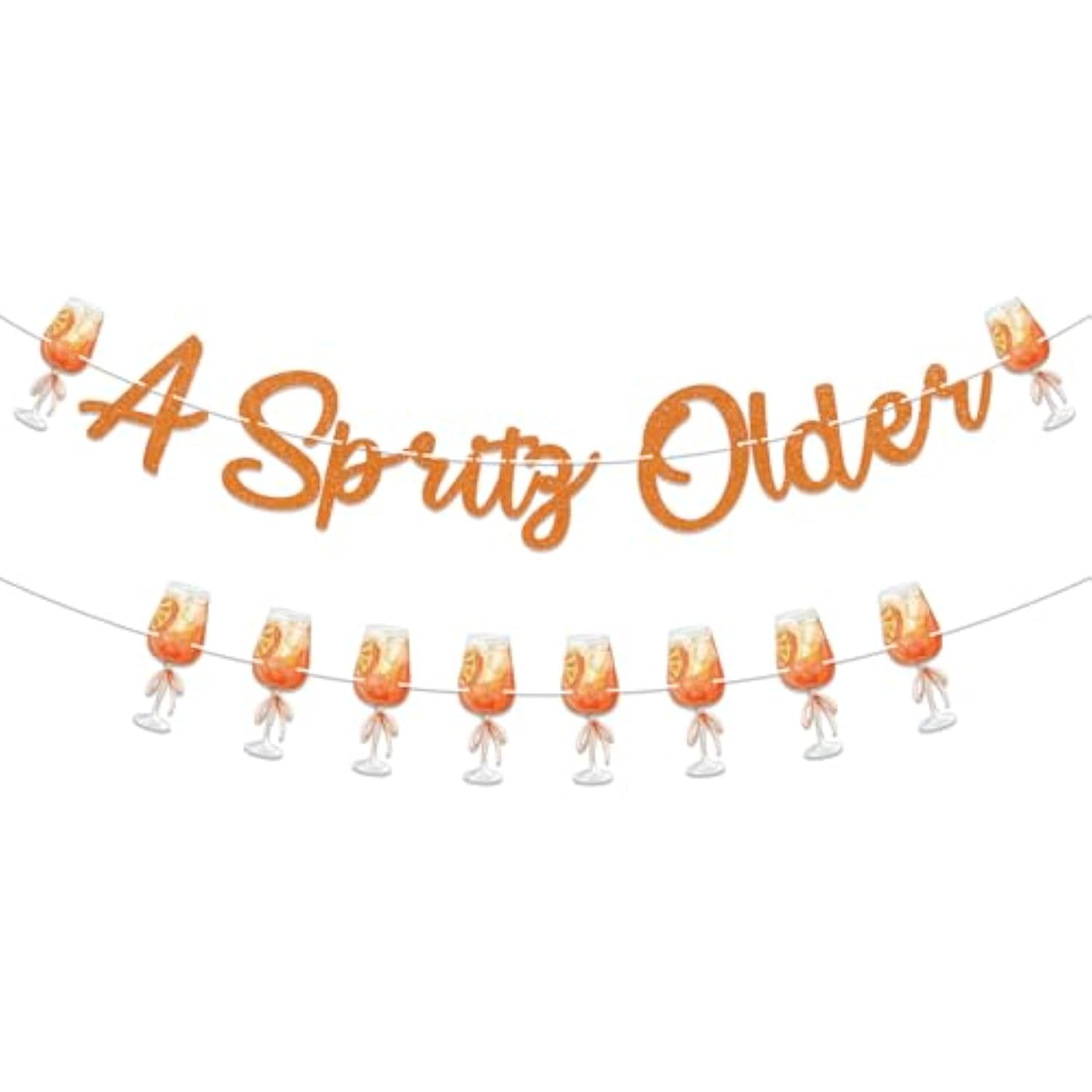 A Spritz Older Banner & Aperol Spritz Garland Orange Glitter Party Decor