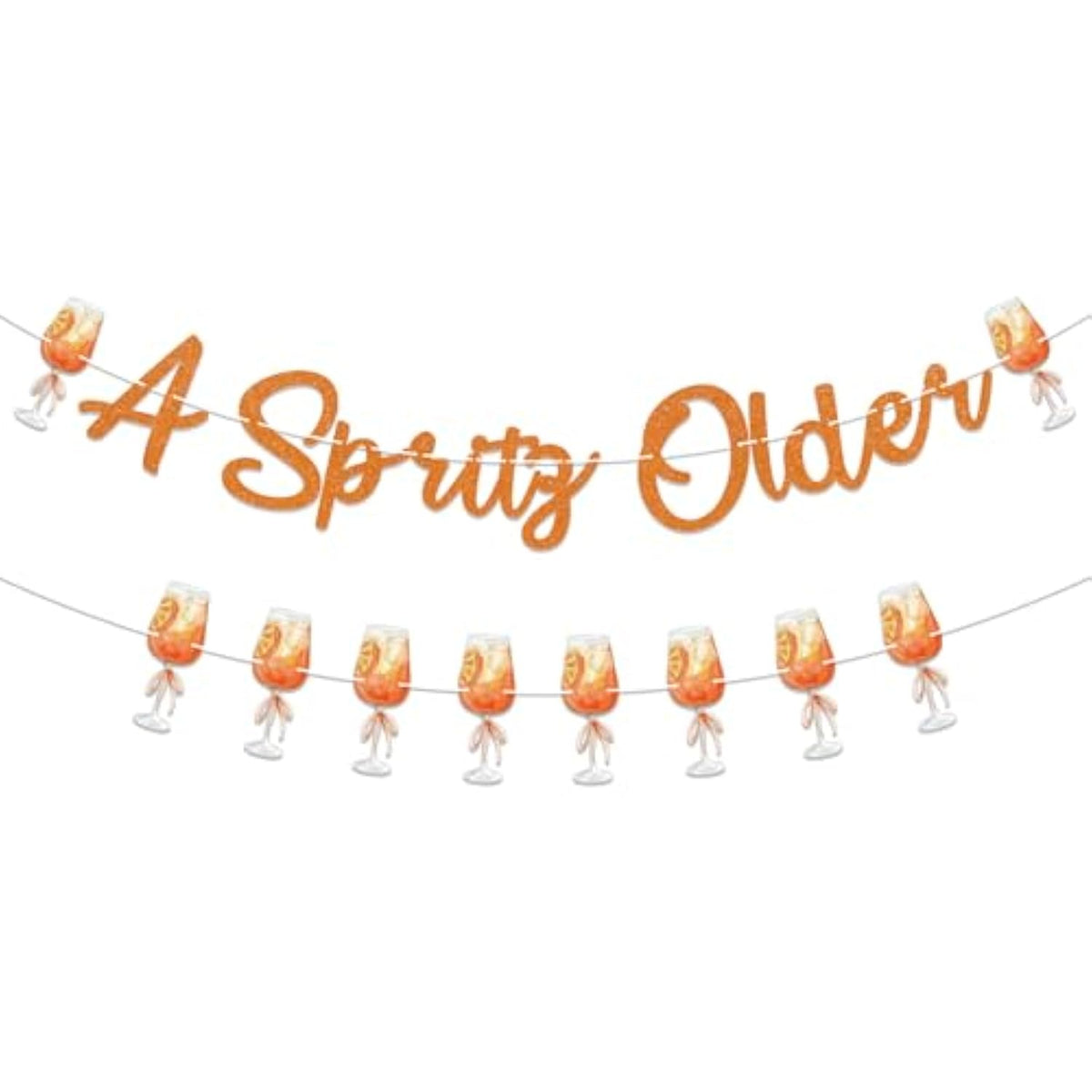 A Spritz Older Banner & Aperol Spritz Garland Orange Glitter Party Decor