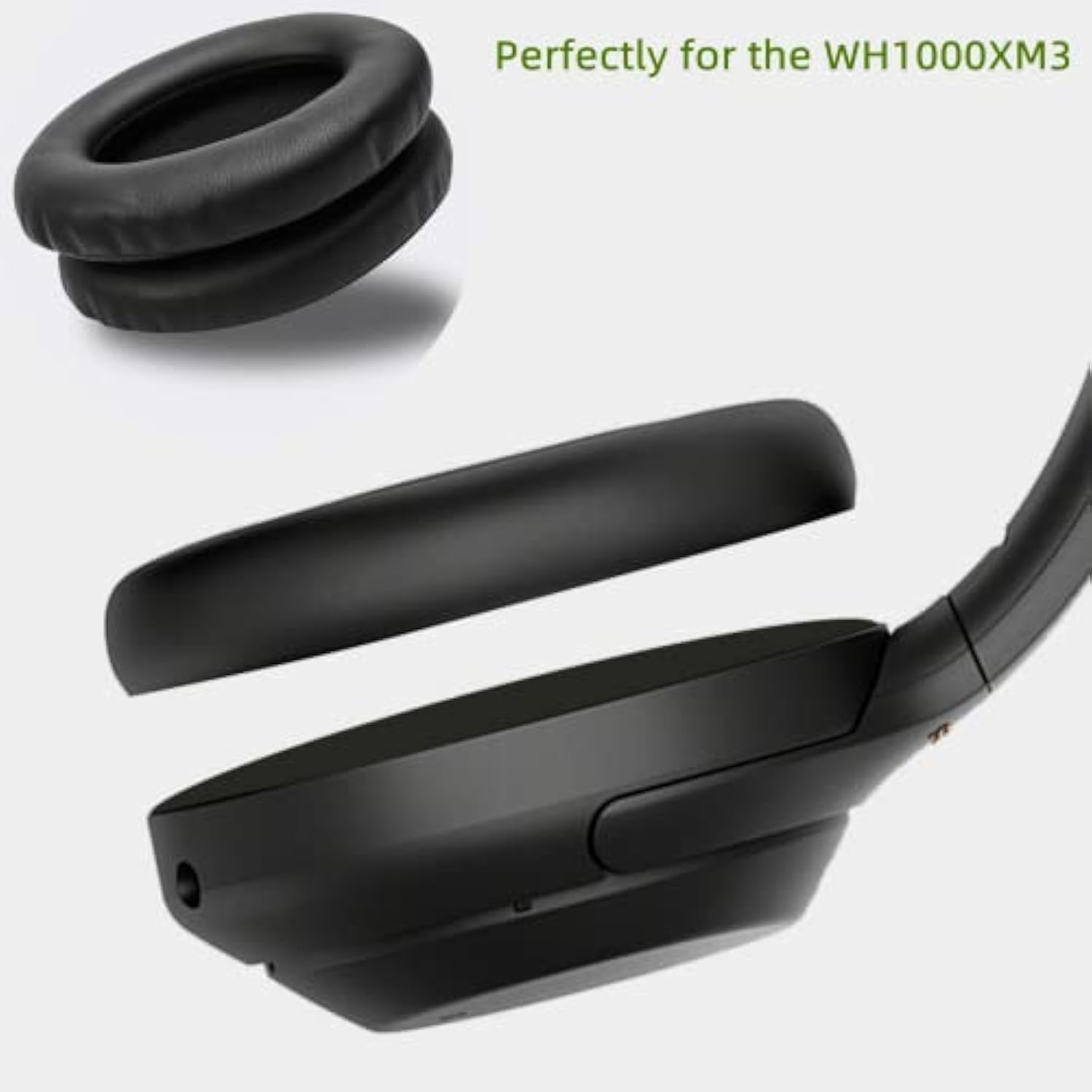 Wh-1000Xm3 Ear Cushions Replacement Noise Isolation Ear Pads Compatible With Sony Wh1000Xm3 Wireless Noise Canceling Over-Ear Headphones- Added Thickness & Plastic Stick(Black)
