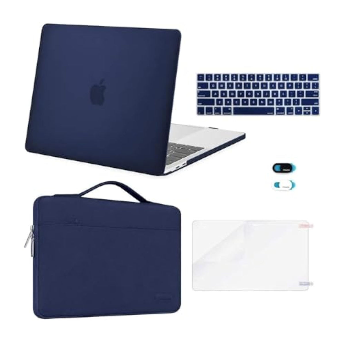 MOSISO Compatible with MacBook Pro 13 inch Case M2 2025, 2024, 2023-2016 A2338 M1 A2251 A2289 A2159 A1989 A1708 A1706, Plastic Hard Case&Bag&Keyboard Skin&Webcam Cover&Screen Protector, Navy Blue