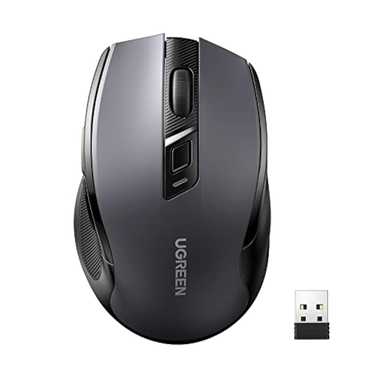 UGREEN Wireless Mouse 2.4G with USB Receiver, 5-Level 4000 DPI 6 Buttons,18 Months Battery Life Cordless Mouse, Ergonomic Computer Mice for Laptop, Computer, PC, MacBook, Chromebook Black