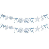 2 Pack Blue Bow Starfish And Seashell Garland 6.56 Ft Ocean Coastal Nautical Beach Party Under The Sea Paper Bow Hanging Banner For Summer Birthday Wedding Bachelorette Mermaid Baby Shower