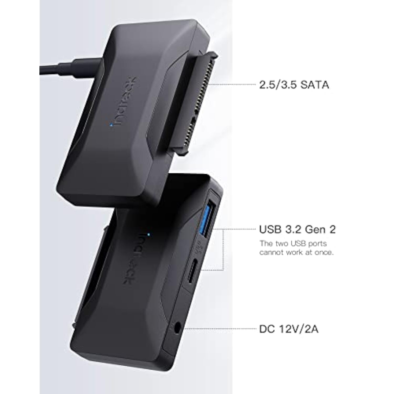 Inateck SATA to USB 3.2 Gen 2 Adapter, Hard Drive Adapter Cable for 2.5/3.5 In