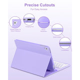 Case With Keyboard And Mouse For Ipad 6Th/5Th Generation Air 1 2 Pro 9.7Inch,7 Color Rainbow Backlight Detachable Usb-C Keyboard Magnetic Case With Pen Slot For Ipad 2018 2017 Purple+Mouse