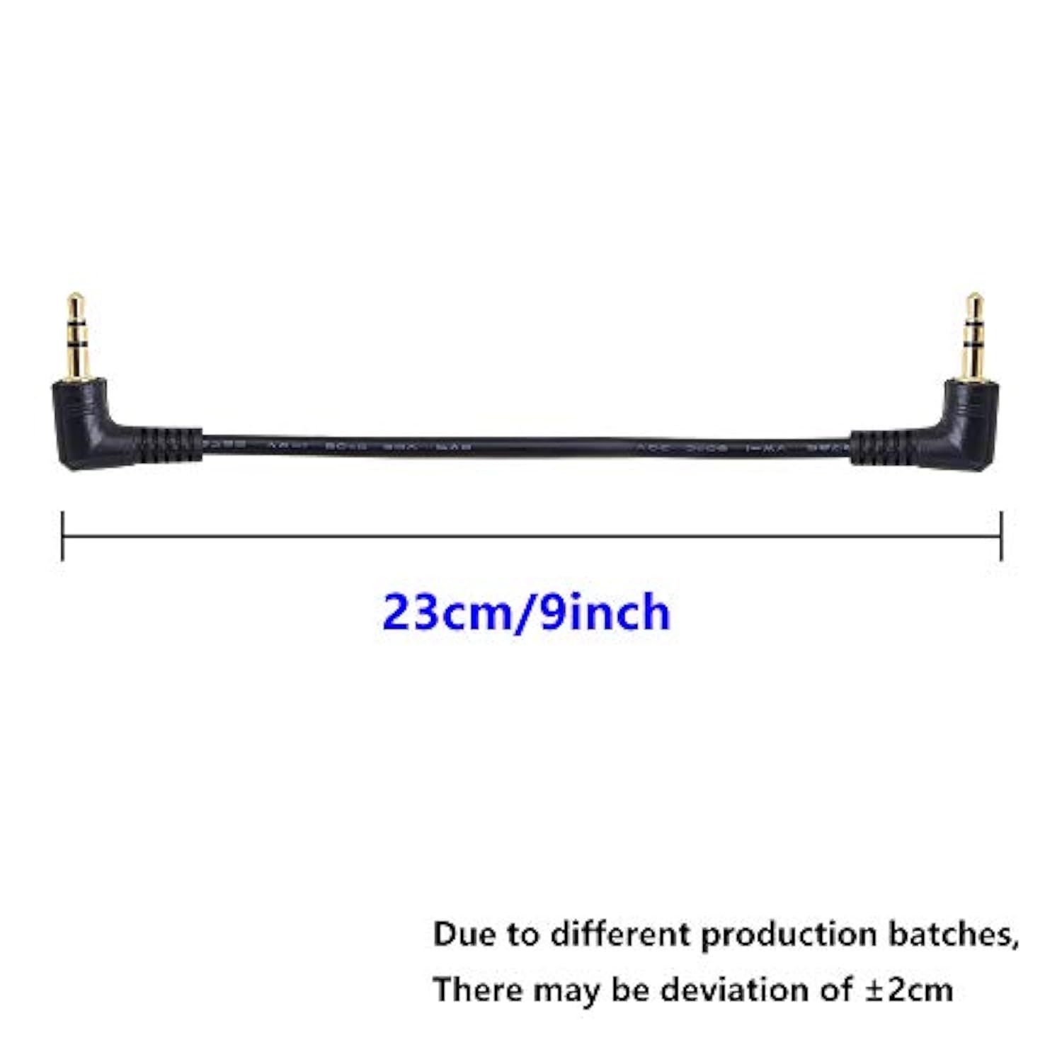 3.5Mm Stereo Audio Cable, (2-Pack) Gold Plated 90 Degree Right & Left Angled 3.5Mm Male To Male Stereo Audio Cable For Smartphones, Tablets, Media Players(3-P,9Inch)