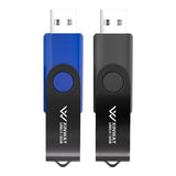 32Gb Usb 2.0 Flash Drives Thumb Drive Memory Stick Jump Drive Swivel Design, (2 Pack Tow Colors: Black Blue)