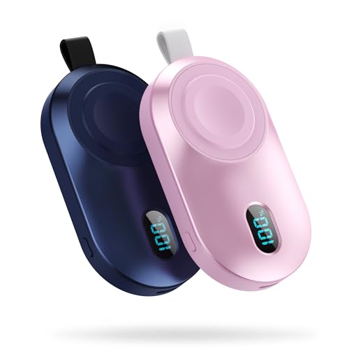 [2-Pack]Portable Charger for Apple Watch Series,Compact Wireless Magnetic iWatch Charger,2800mAh Fast Charging Power Bank for Apple Watch Series