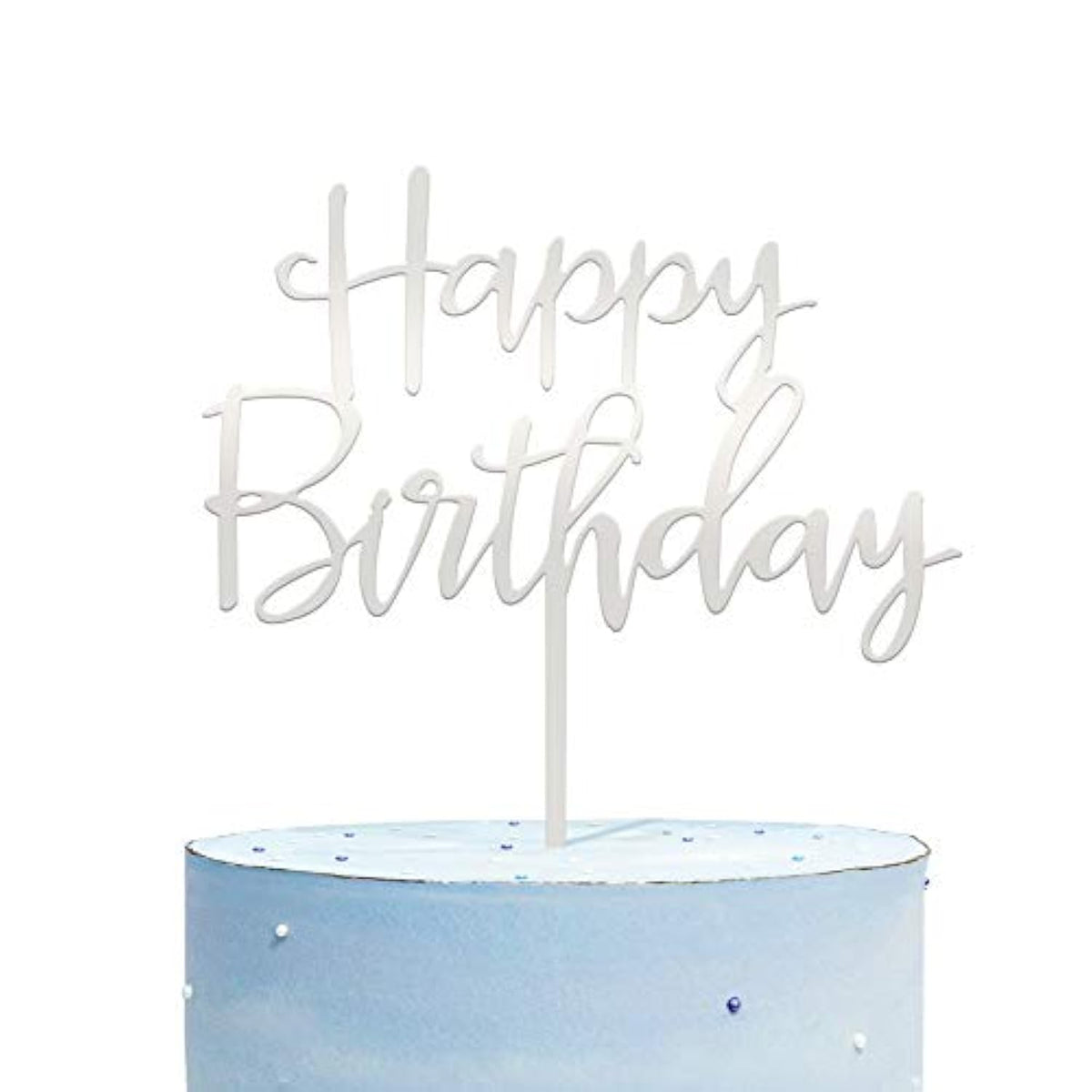 Happy Birthday Cake Topper, Mirrored Silver Acrylic Versatile Cake Topper For Birthday Party Decoration Ideas, Perfect Keepsake For Your Family And Friends