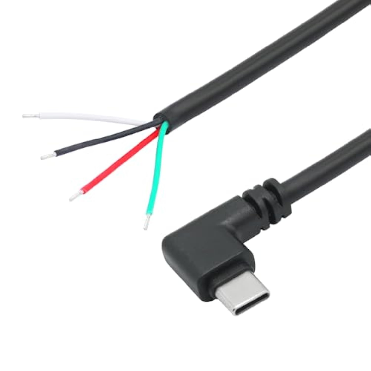 4Pcs Short Right Angle Usb C To 4 Pin Bare Wire Open End Wire 11Inch, 90 Degree Usb Type C Male Plug 4 Pin Pigtail Power And Data Cable 22Awg 5V/3A, For Usb Type C Device Replacement Repair Diy Cable