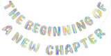 Iridescent The Beginning of a New Chapter Banner, Pre-Strung Party Decor
