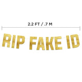 21St Birthday Gold Glitter Banner – Rip Fake Id Party Decorations, Favors And Supplies