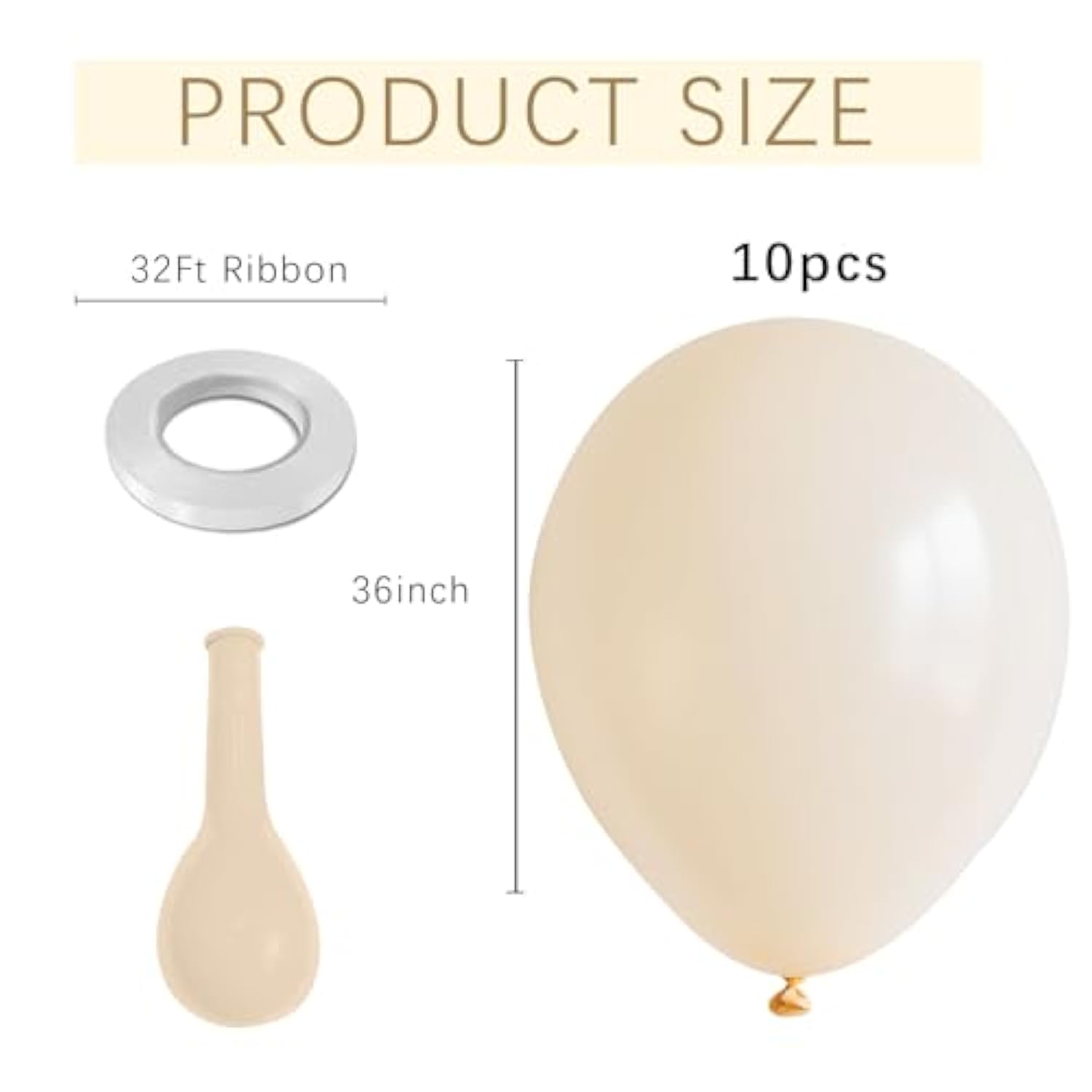 Cream Balloons 10 Pack 36 Inch Latex Party Neutral Round Beige Sand White Balloons For Birthday Wedding Baby Shower Gender Reveal Party Decoration