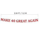 Glitter Banner Maga 40 Bday Funny 40Th Birthday Party Red Banner - Happy 40Th Wedding Anniversary Decorations - Milestone Birthday Party Decorations