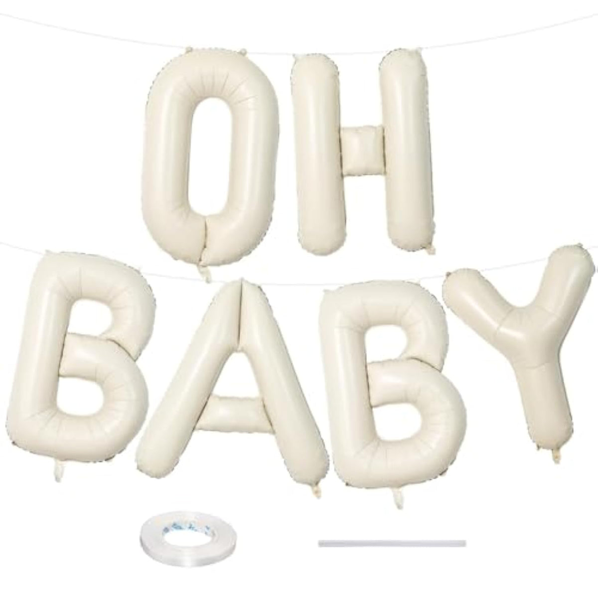 40" Beige OH BABY Balloon Banner, Cream Letters for Baby Shower Décor