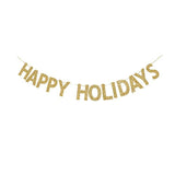 Happy Holidays Banner, Gold Gliter Paper Sign Christmas Banner Decorations/Holiday/Ne Year Decorations