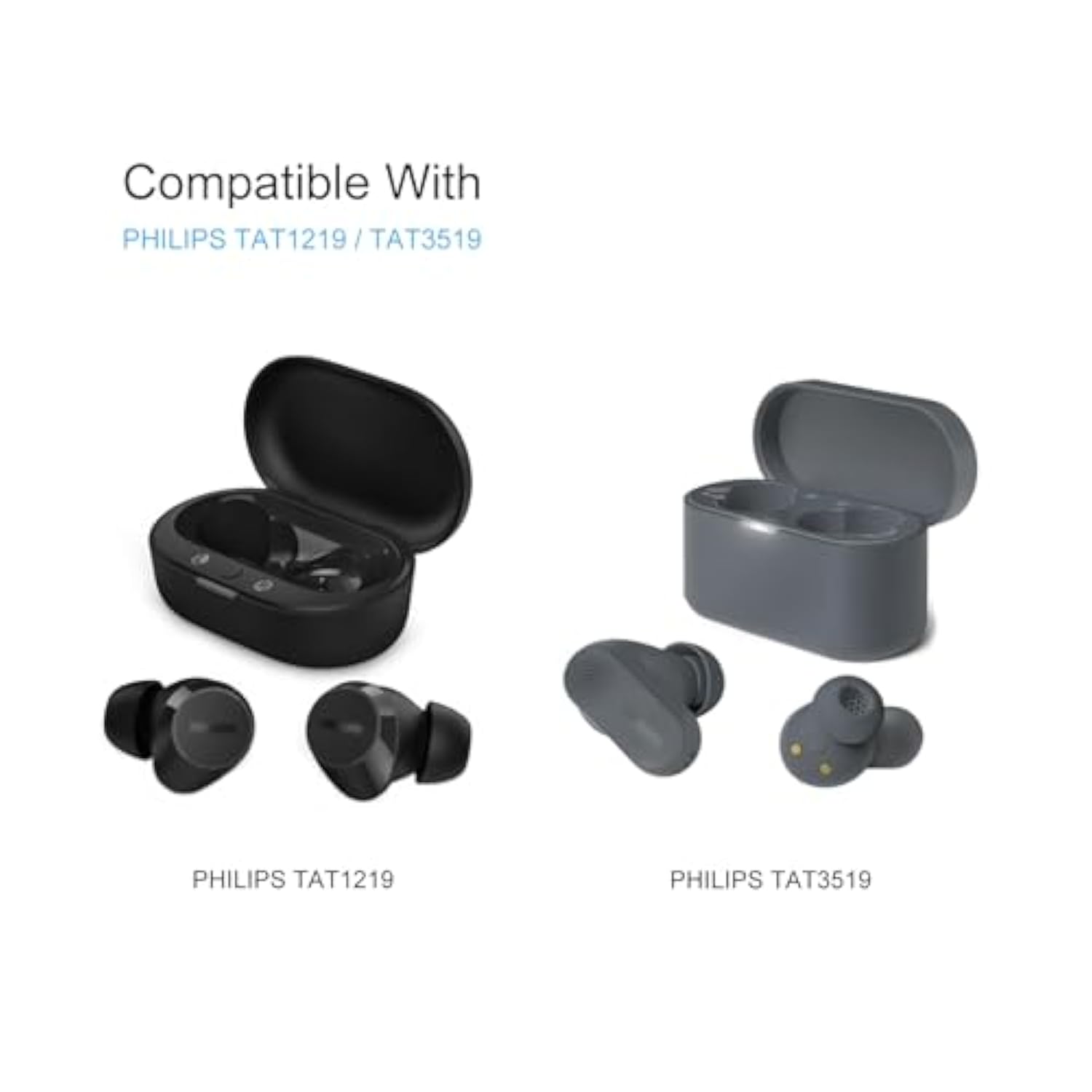 Replacement Silicone Eartips For Philips Tat1219, Tat3519 Earbuds Tips, 6 Pairs (S/M/L) Black