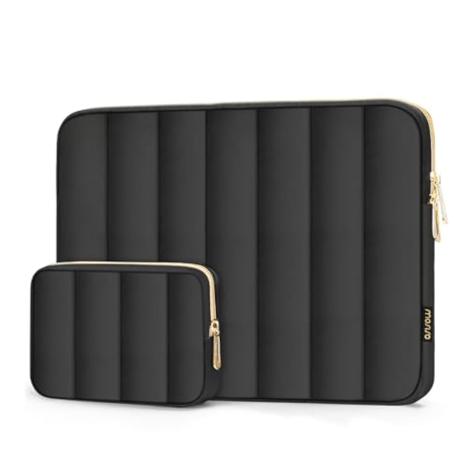 MOSISO 13-14 inch Laptop Case, 13.3 inch Puffy Laptop Sleeve Compatible with MacBook Air 13 13.6 M3 M2 M1/Pro 13/Pro 14, HP, Dell, ASUS, Lenovo, Vertical Rectangle Carrying Bag with Small Case, Black
